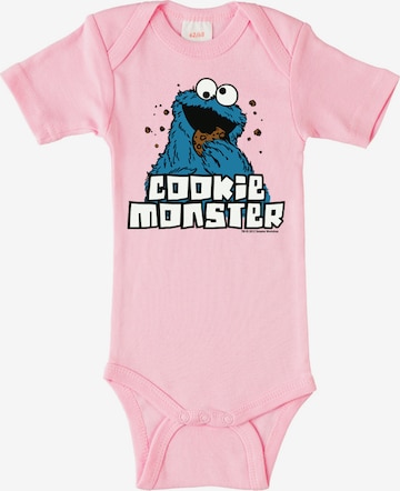 LOGOSHIRT Romper/Bodysuit 'Krümelmonster' in Pink: front