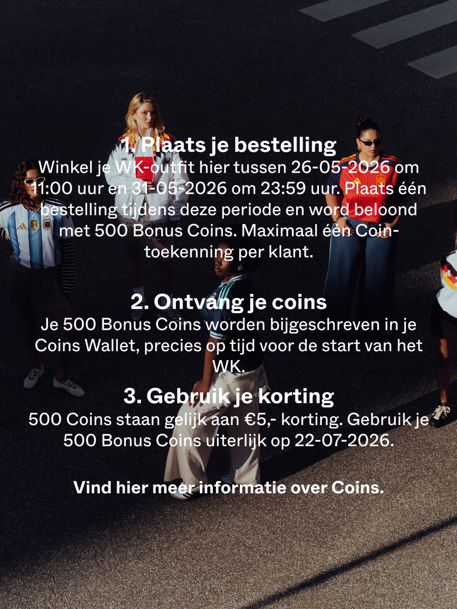 Krijg 500 Coins = €5,- op een volgende bestelling WK Campagne