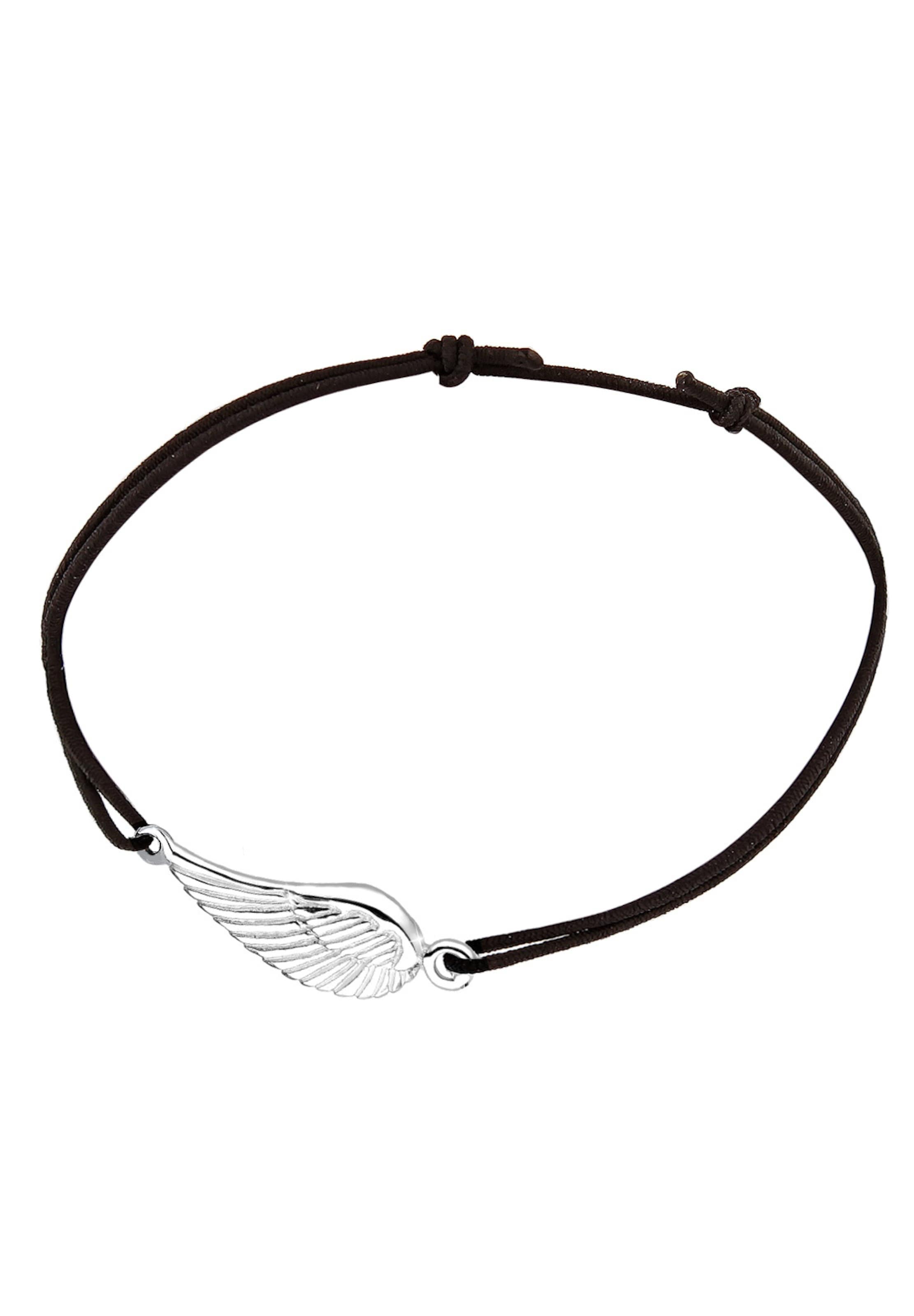 Frauen Schmuck ELLI Armband 'Flügel' in Schwarz, Silber - BP96756