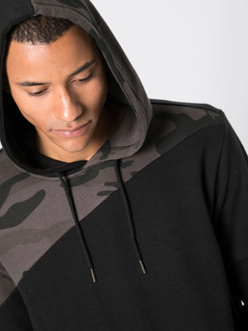 Urban Classics Sweatshirt 'Camo Zig Zag' in Black