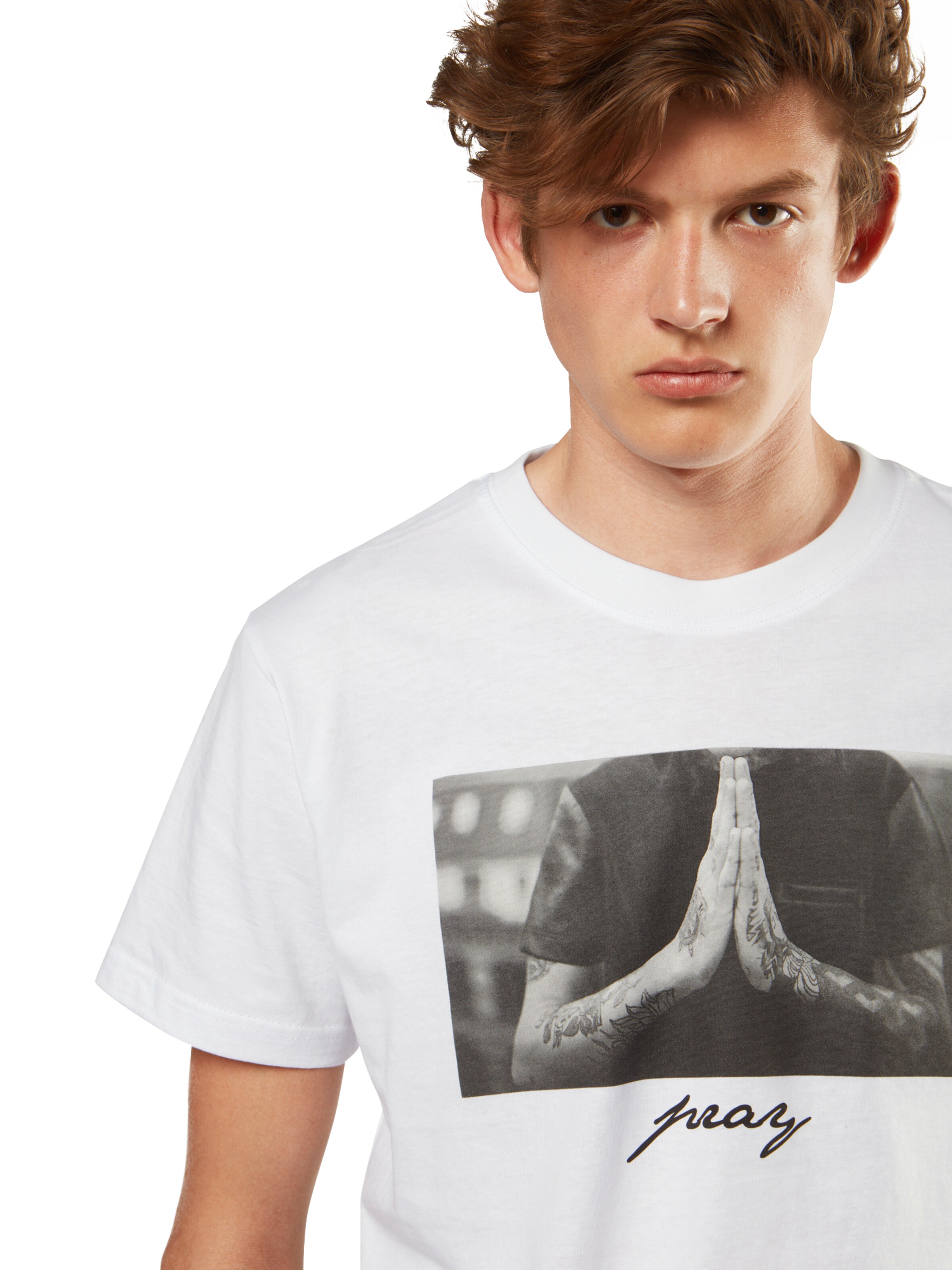 Maglietta 'Pray' di Mister Tee in bianco