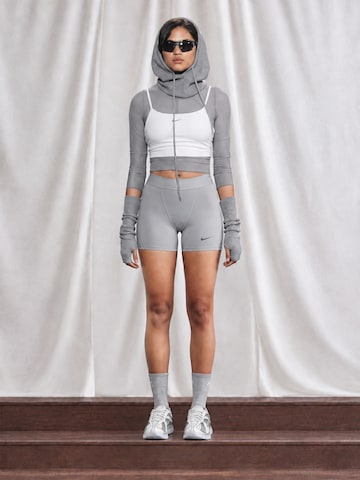 Grey Hooded Layered Sporty Look