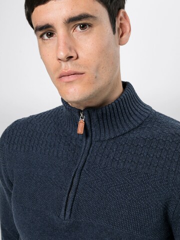 Pier One Pullover 'Structured Troyer' i blå