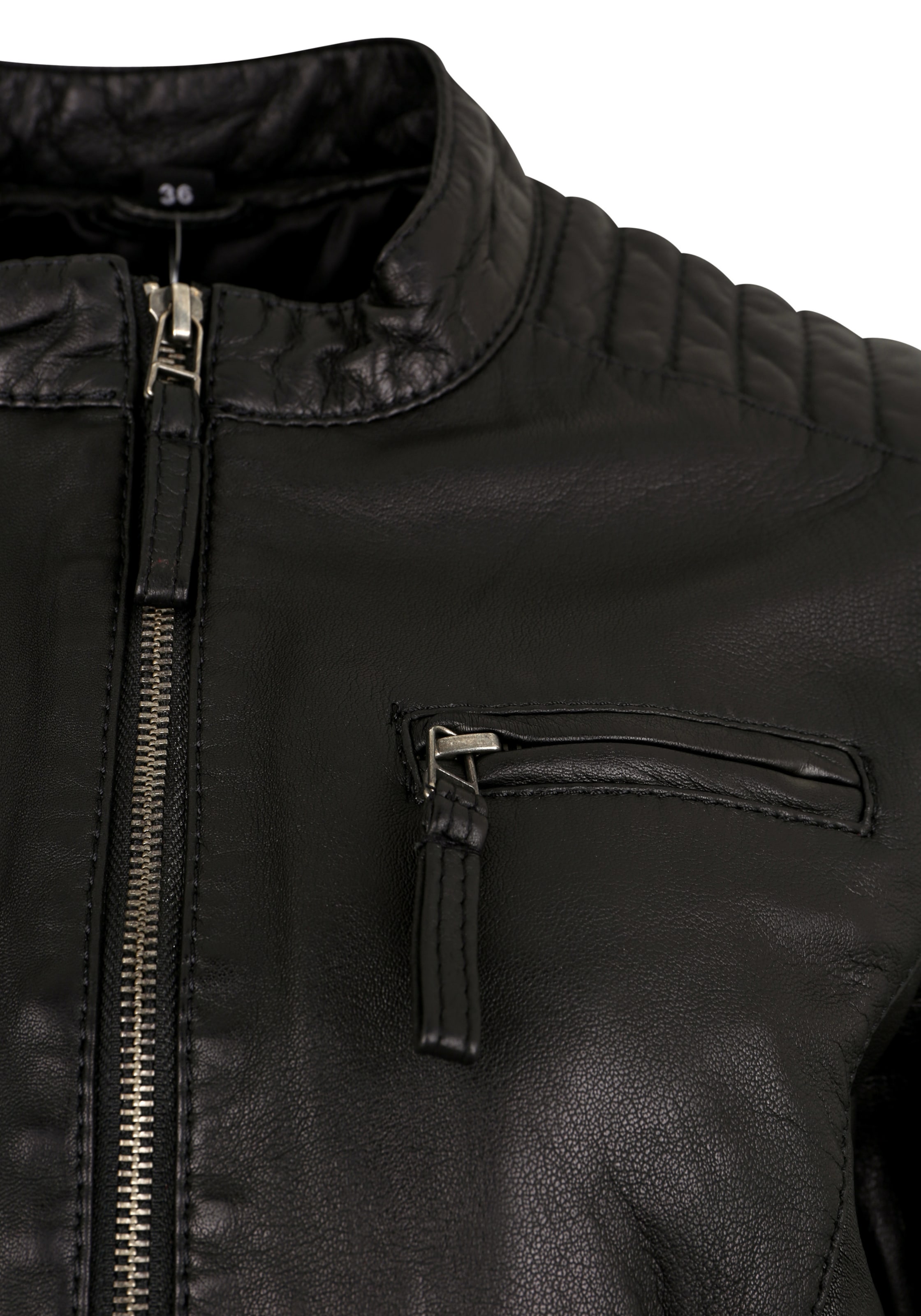 7ELEVEN Lederjacke in Schwarz