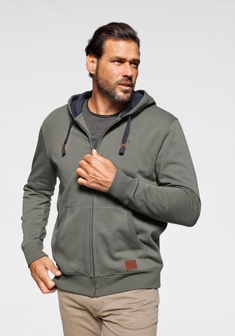 Man's World Zip-Up Hoodie in Green: front