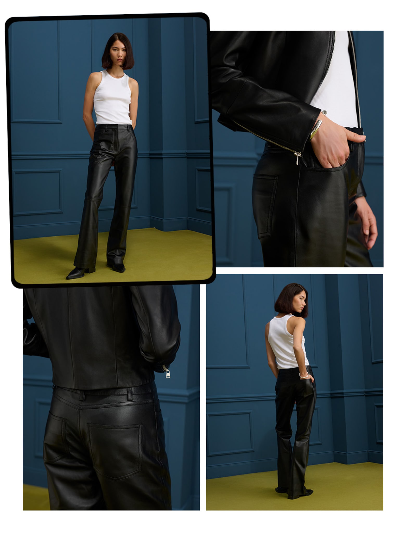 Noemie - Black Leather Pants Look