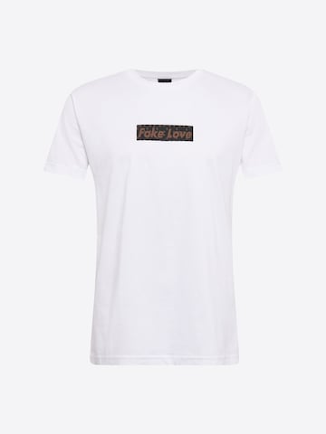 Mister Tee Shirt 'Fake Love' in Wit: voorkant