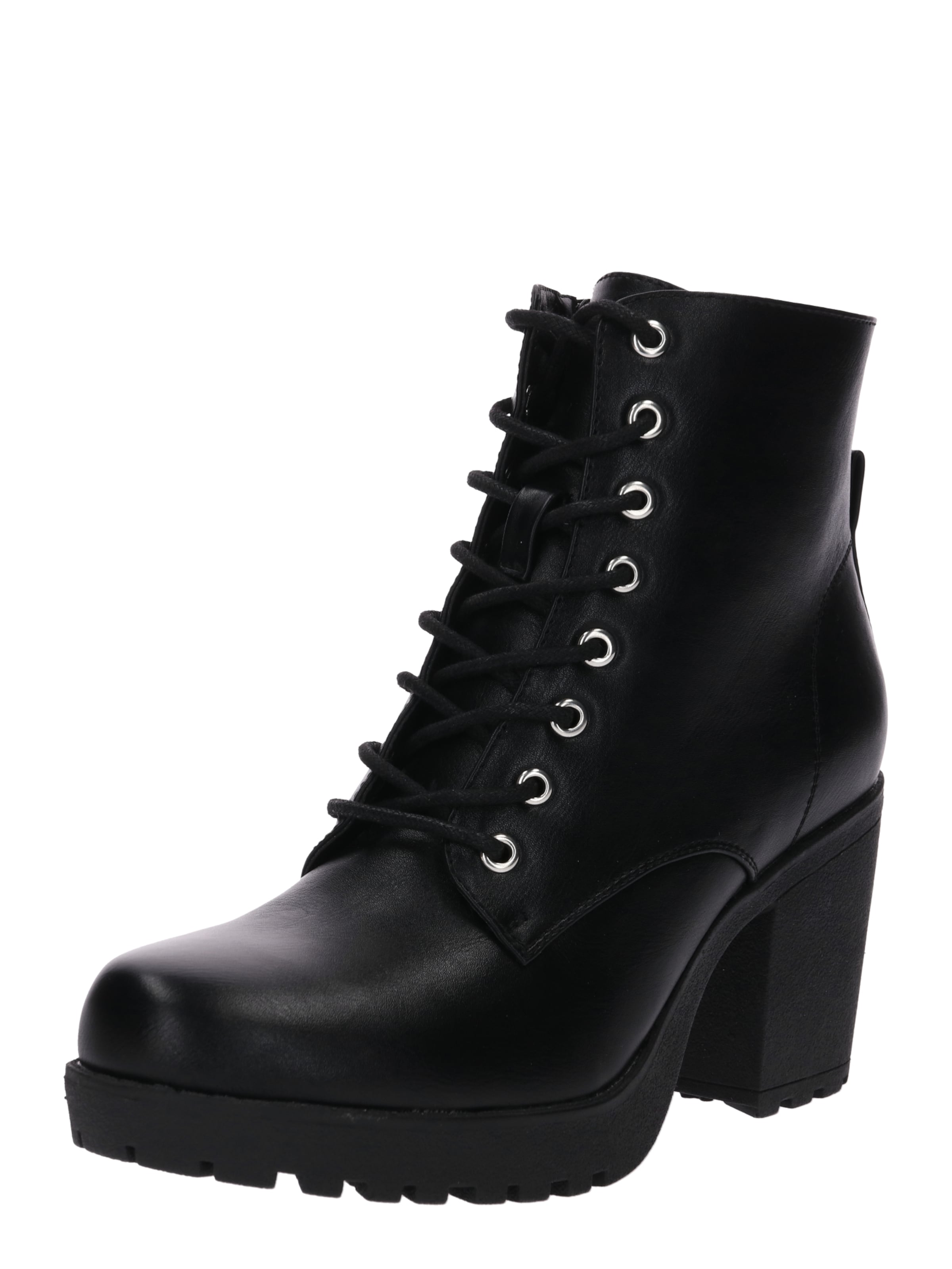 ABOUT YOU Botki sznurowane &#x27;Emma&#x27; w kolorze czarny: przód