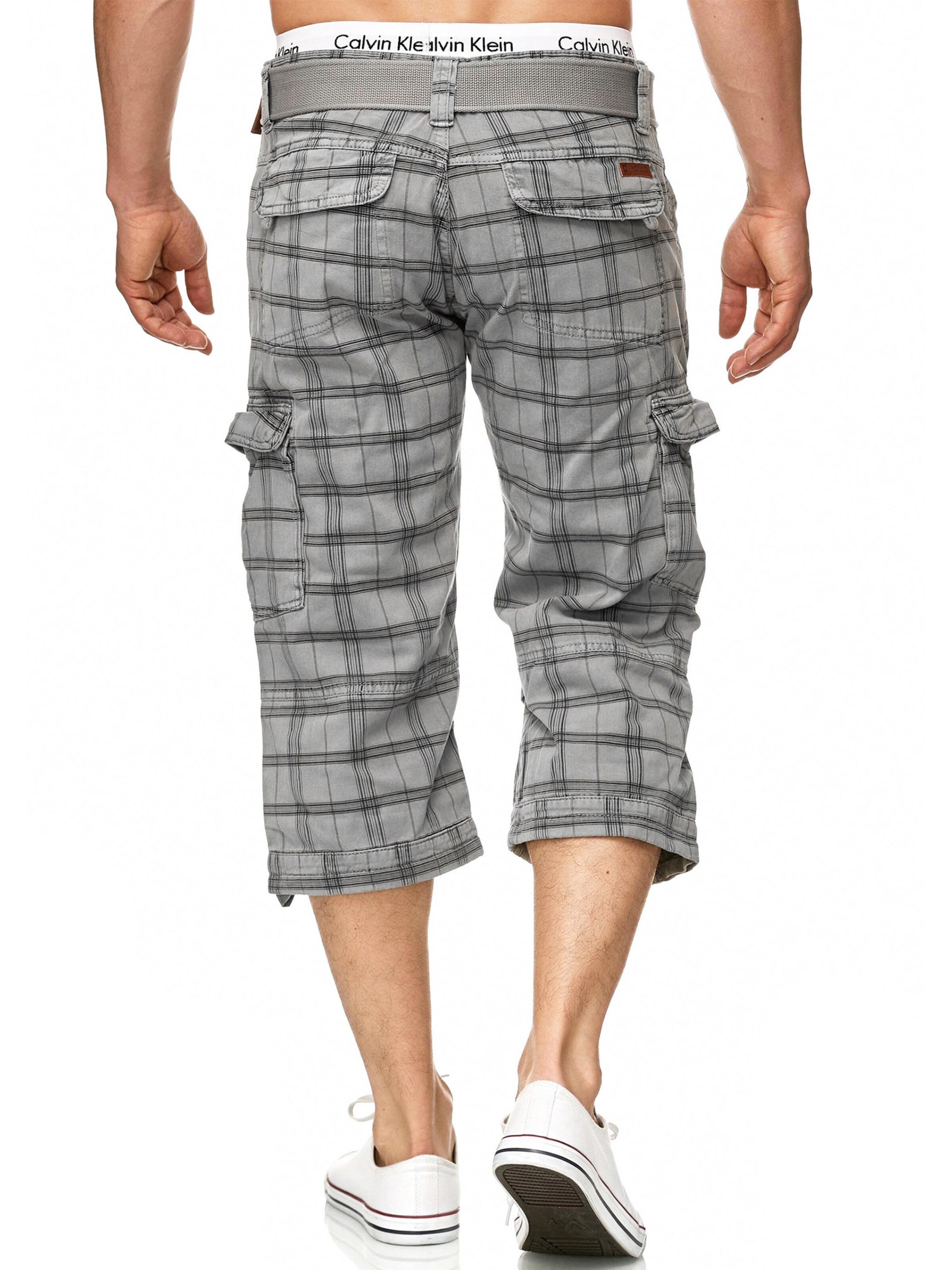 INDICODE JEANS Regular Cargo trousers 'Nicolas Check' in Grey