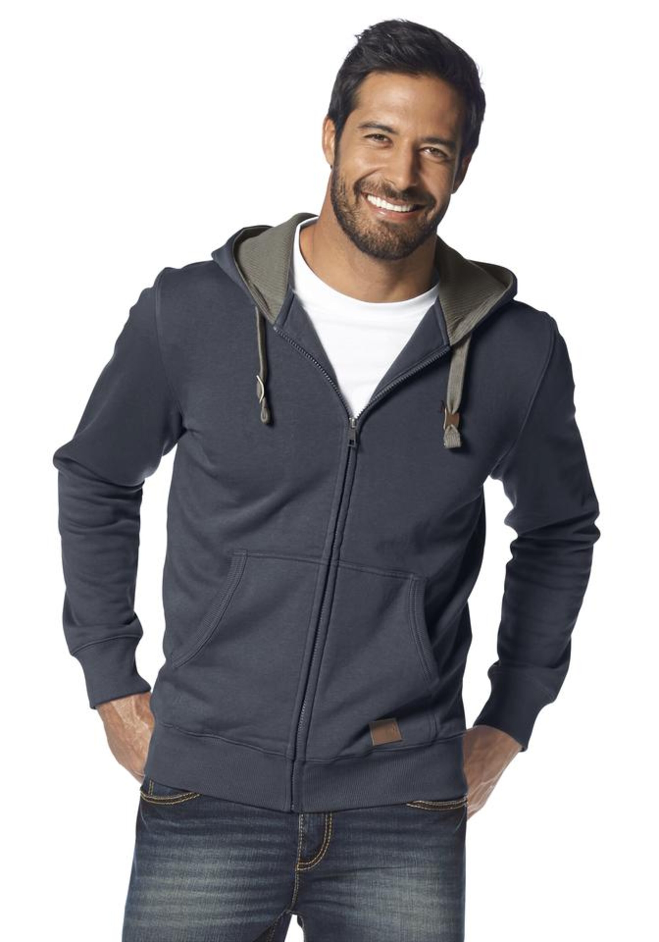 Man's World Kapuzensweatjacke in Blau: Vorderseite