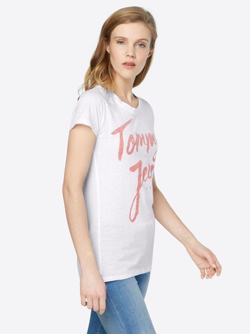 Tommy Jeans T-Shirt 'Script' in Weiß: predná strana