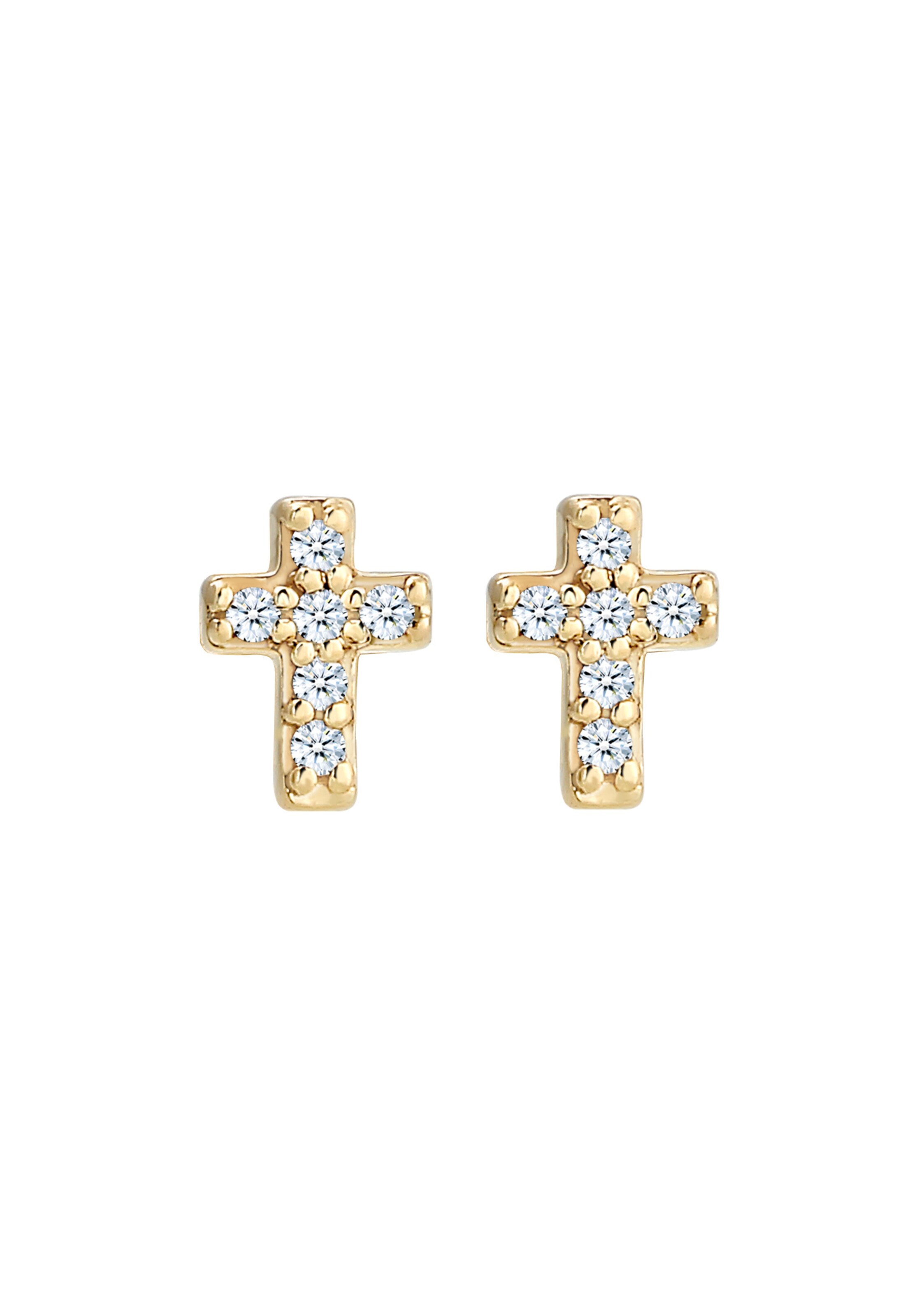 Elli DIAMONDS Earrings 'Kreuz' in Gold