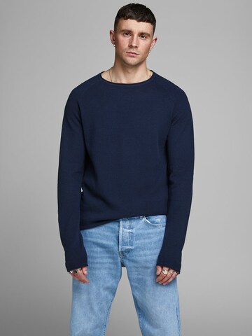 JACK & JONES Klasický střih Svetr 'Hill' – modrá: přední strana