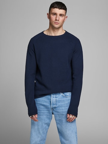 JACK & JONES Regular fit Pulover 'Hill' | modra barva: sprednja stran