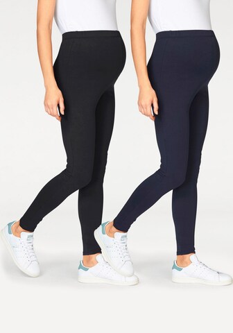 Neun Monate Skinny Umstandsleggings in Blau: Vorderseite
