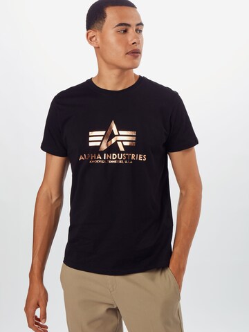 ALPHA INDUSTRIES Regular Fit T-Shirt in Schwarz: predná strana