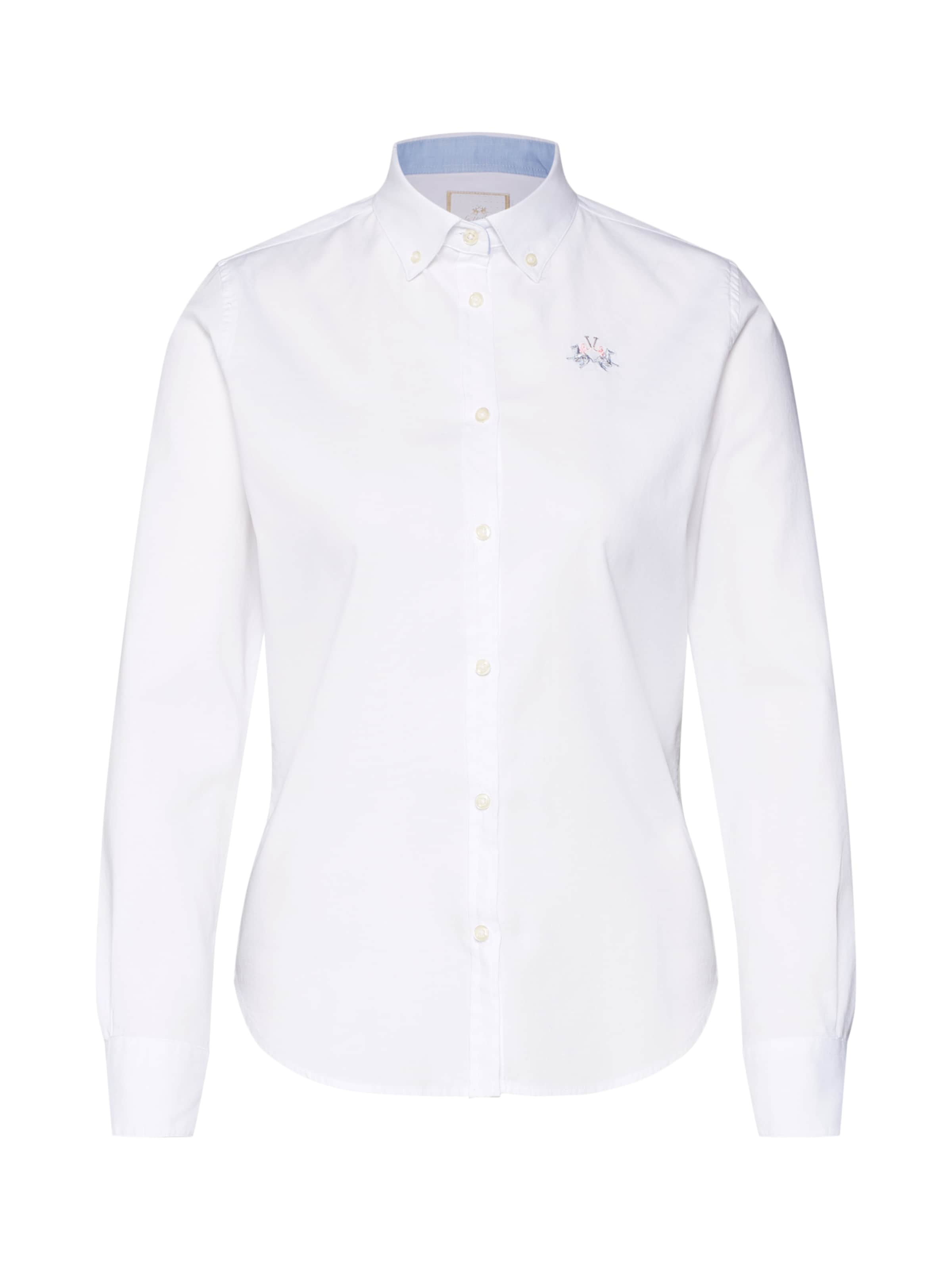 La Martina - Blouse 'SHIRT L/S OXFORD 50/1 30/2 STR' in de kleur Wit