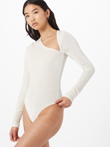 OW Collection Regular Shirt Bodysuit 'Amelia' in White: front