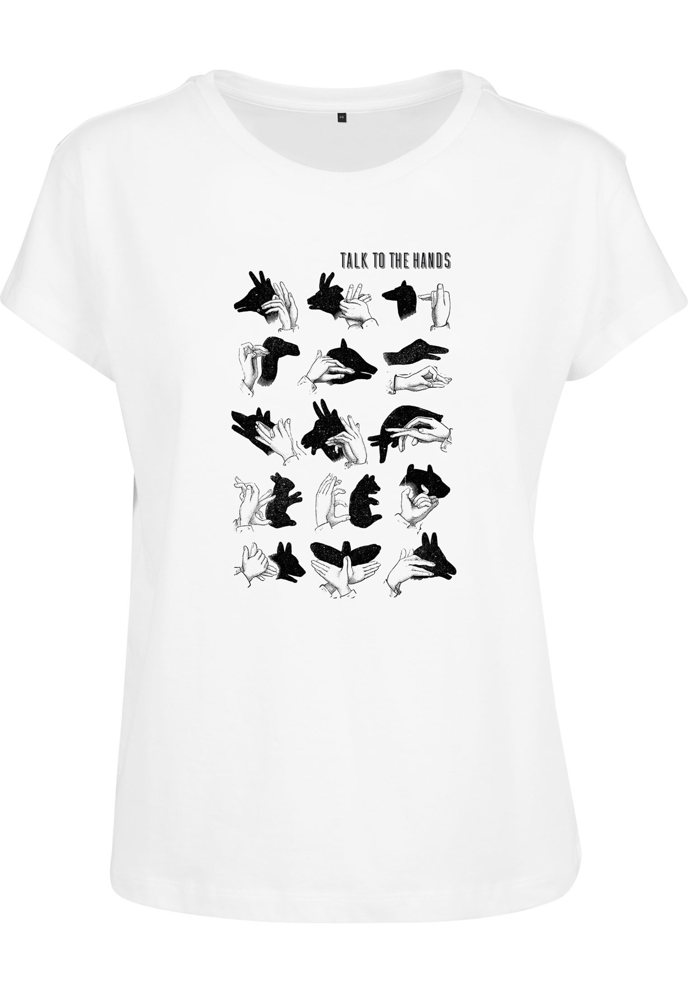 Merchcode Shirt 'Talk To The Hand' in Wit: voorkant