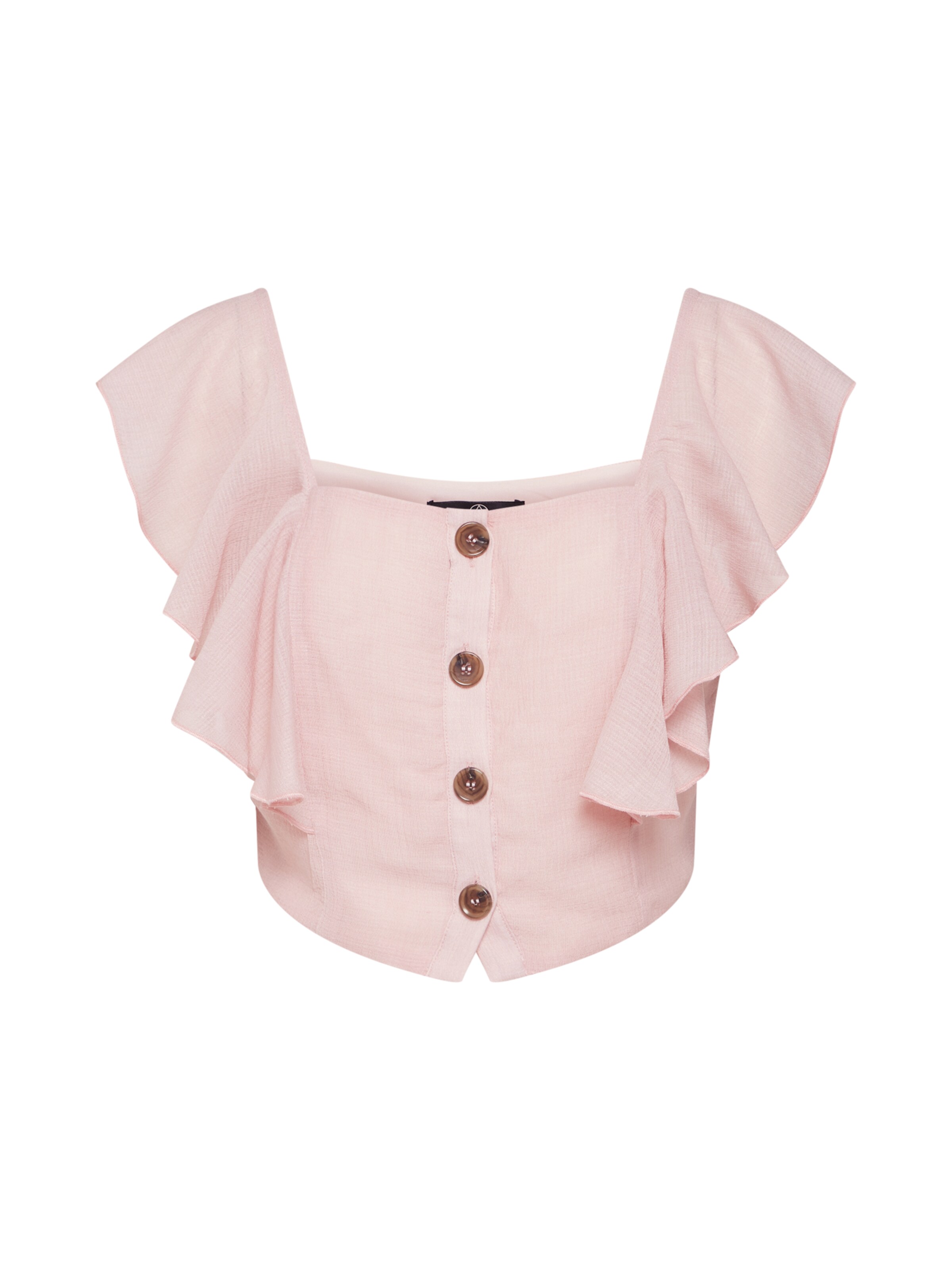 Missguided - Top 'Horn Button Off Shoulder Frill Top Pink' in de kleur Rosa