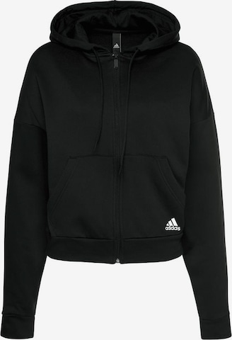 ADIDAS PERFORMANCE Athletic Sweatshirt 'W BOS AOP FZ HD' in Black: front