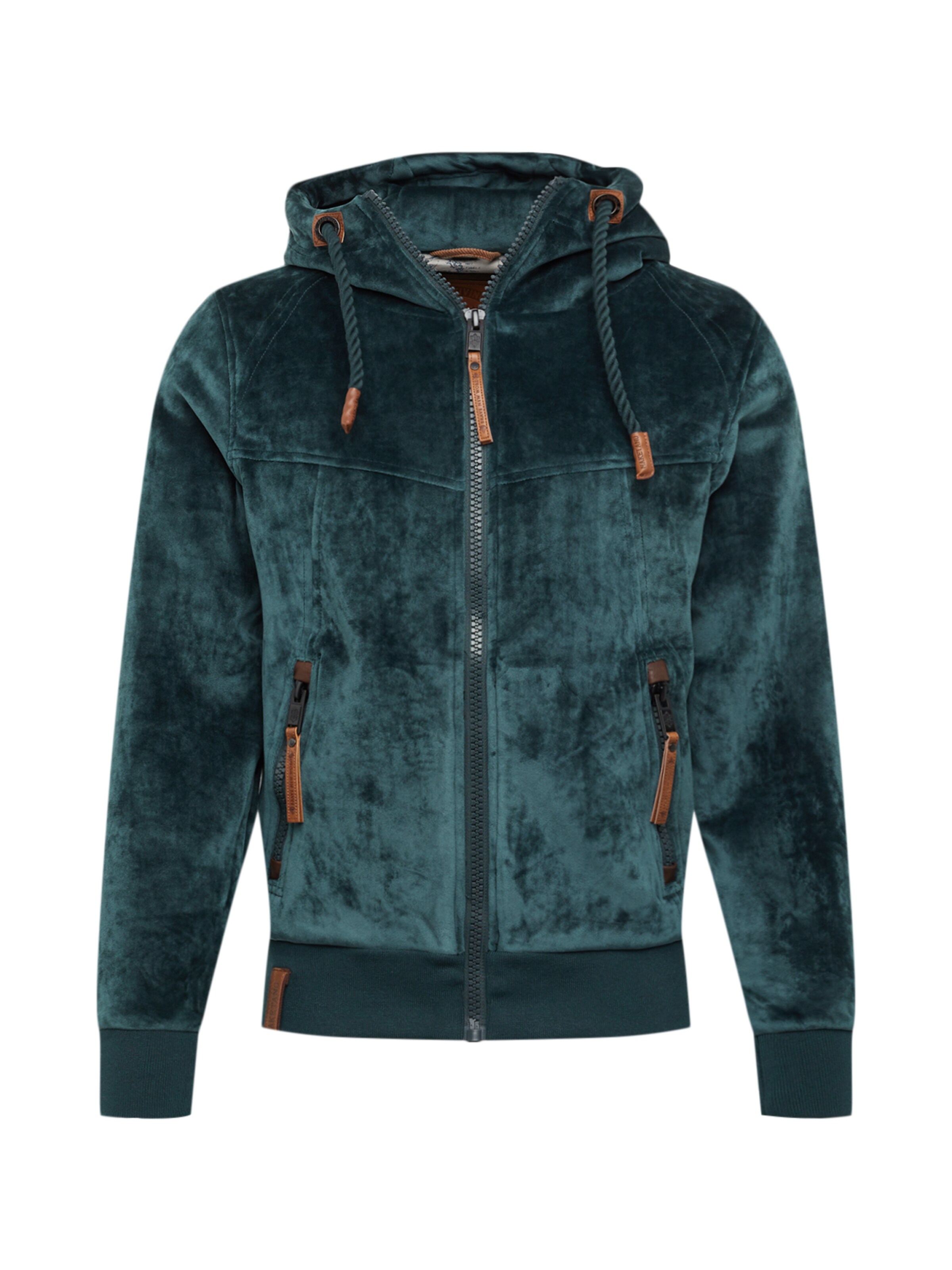 naketano - Fleece jas 'Surviving Is A Spirit' in de kleur Donkergroen