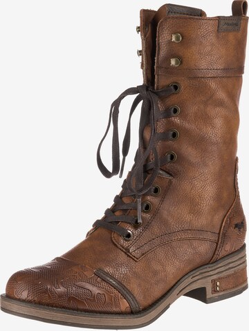 MUSTANG Lace-Up Ankle Boots in Brown: front