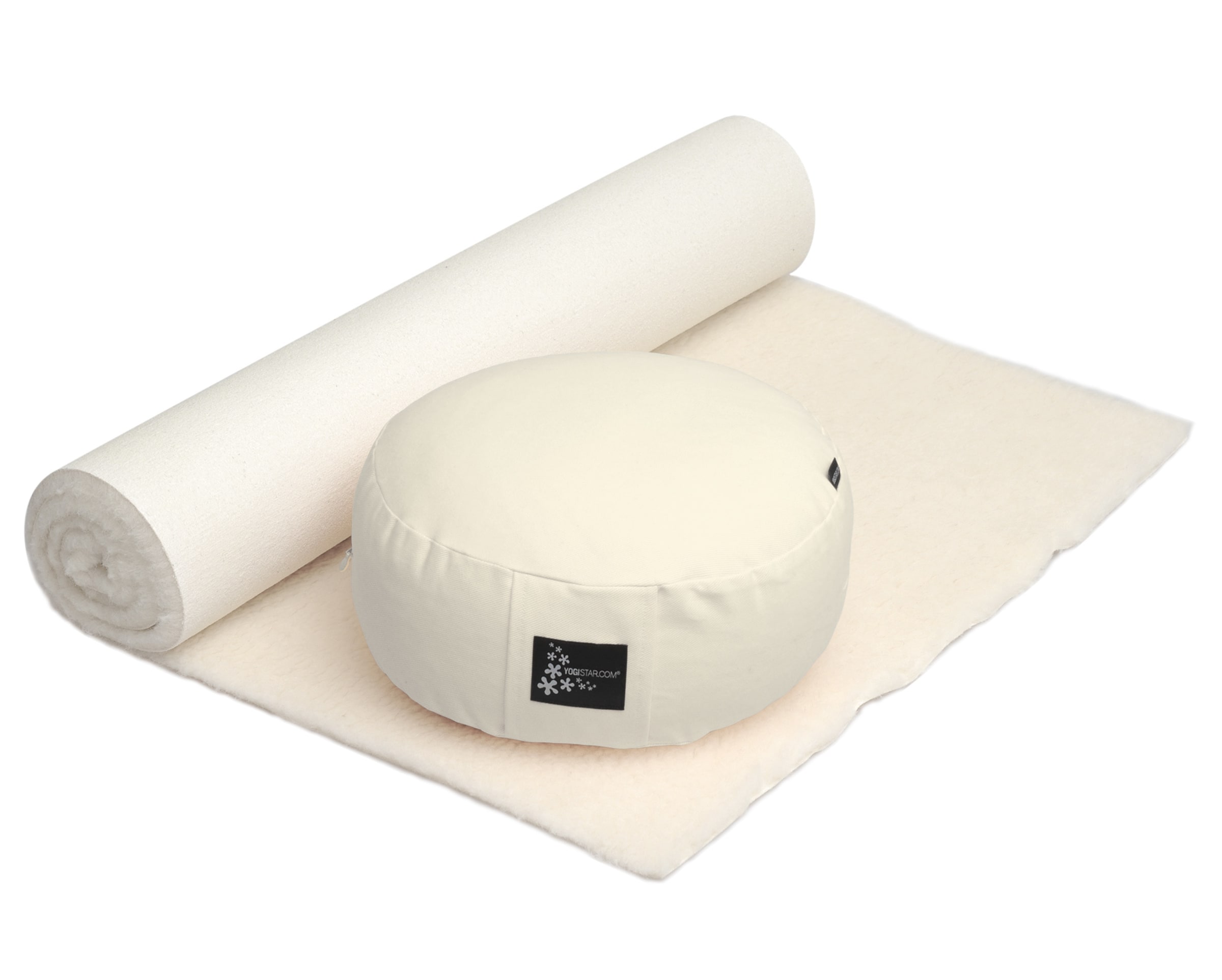 YOGISTAR.COM Yoga-Set  'Meditation Natur' in Weiß: Vorderseite