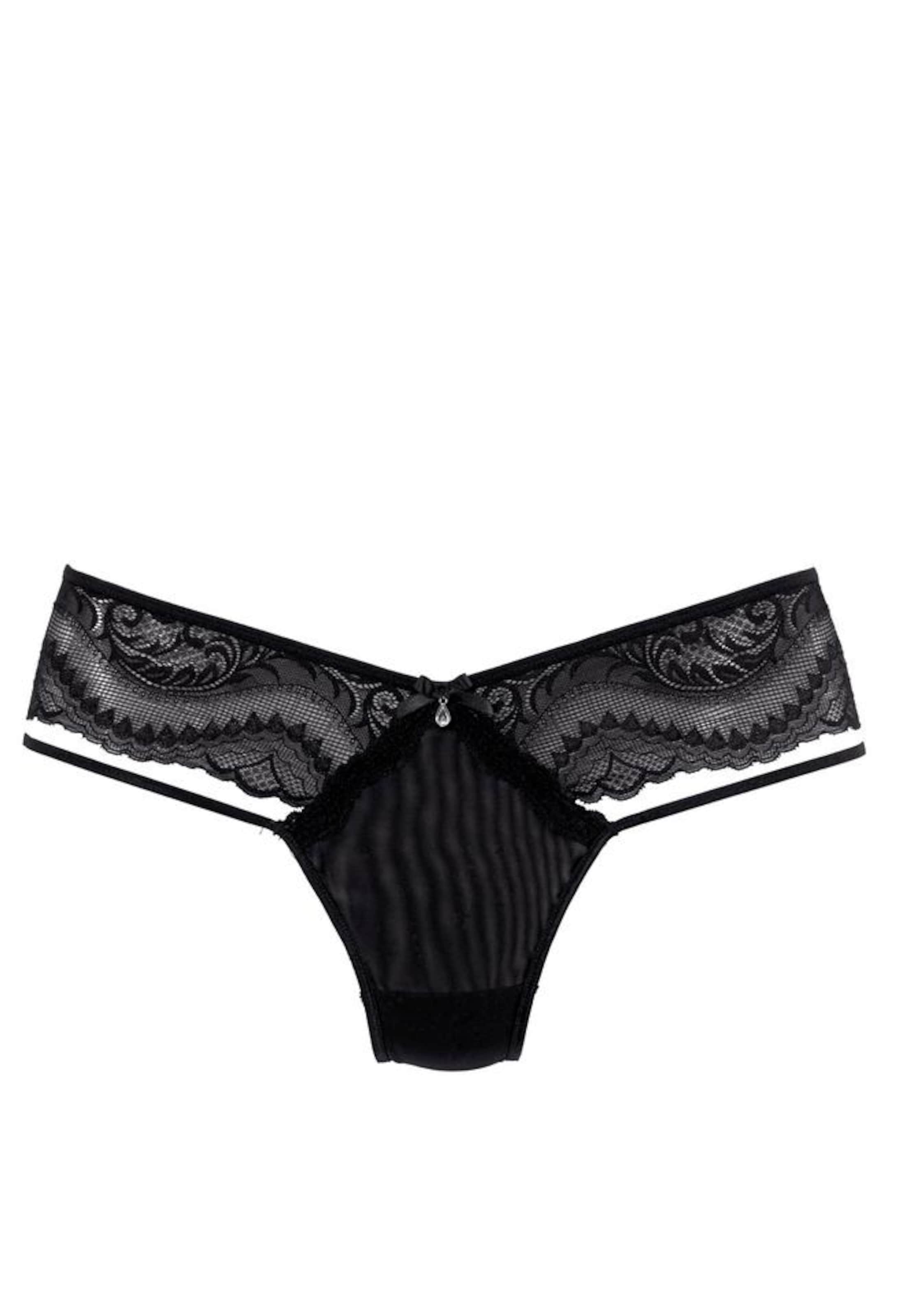 PETITE FLEUR GOLD String in Schwarz: Vorderseite
