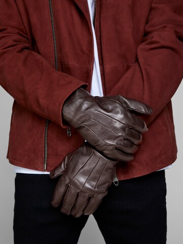 JACK & JONES Full Finger Gloves in Brown: front