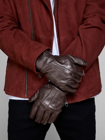 JACK & JONES Full Finger Gloves in Brown: front