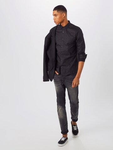 BURTON MENSWEAR LONDON Slim fit Zakelijk overhemd 'INT:SKSC BLKGLD SPOT' in Zwart