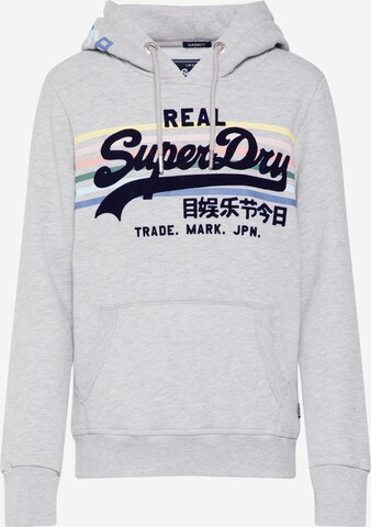 Superdry Sweatshirt 'Rainbow Stripe' in Grijs: voorkant