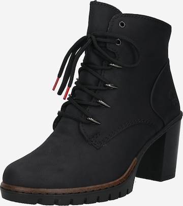 RIEKER Lace-Up Ankle Boots in Black: front