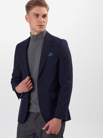 BURTON MENSWEAR LONDON Slimfit Colbert 'PINSTRIPE' in Blauw: voorkant