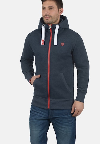 !Solid Zip-Up Hoodie 'Benn High-Neck' in Blue: front