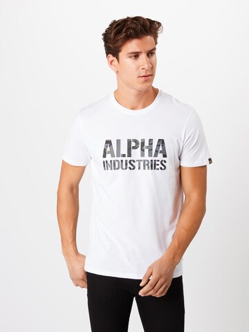 ALPHA INDUSTRIES T-shirt i vit: framsida