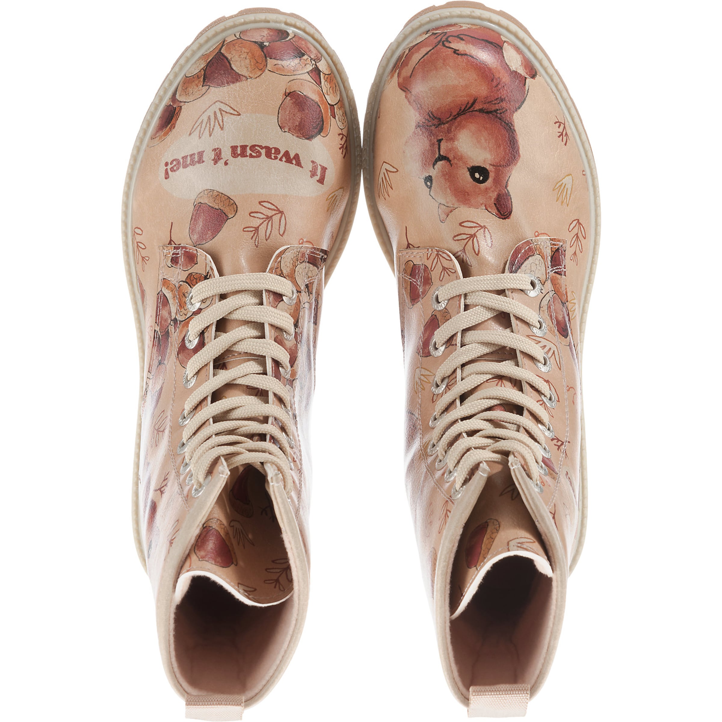 DOGO Lace-Up Ankle Boots 'It Wasn't Me' in Brown