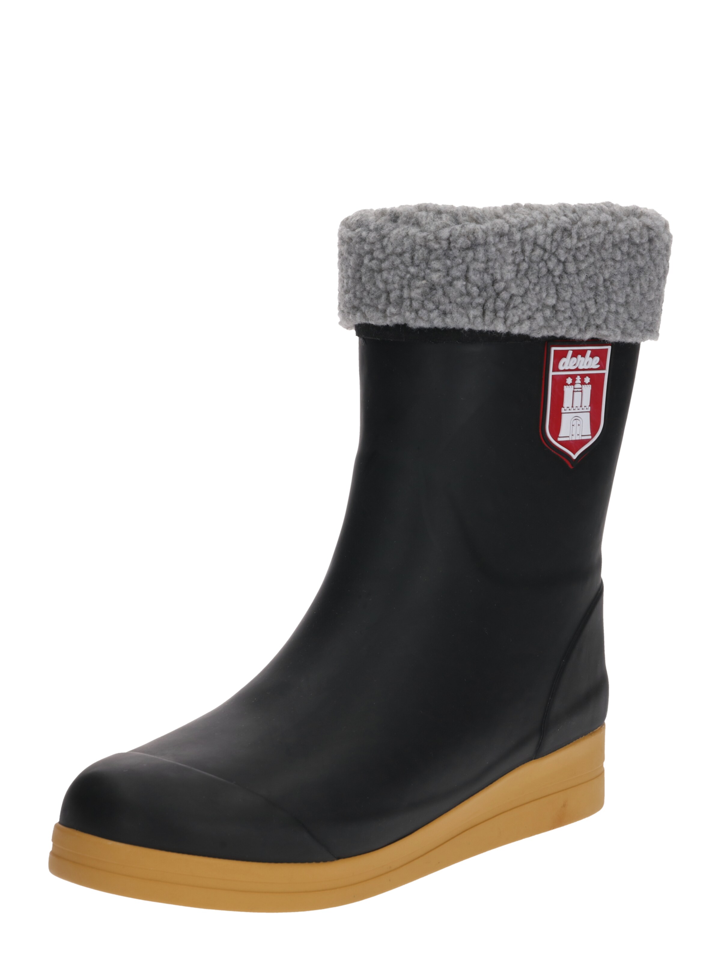 Derbe - Regenlaarzen 'Shietwedderbotten Pelz' in de kleur Zwart