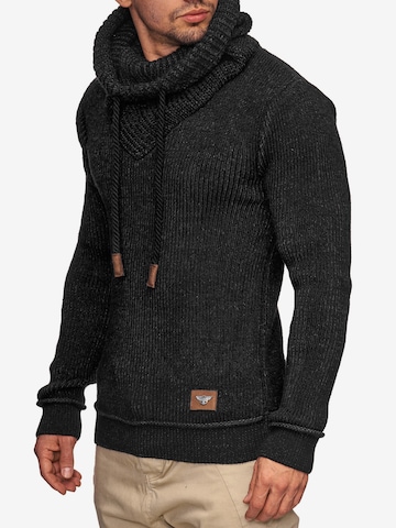 INDICODE JEANS Strickpullover 'Keshawn' in Schwarz: predná strana