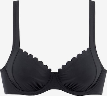 melns LASCANA T-krekla Bikini augšdaļa 'Camilla': no priekšpuses