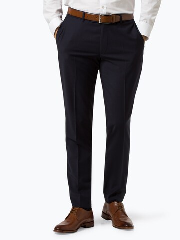 Finshley & Harding London Slim fit Pleated Pants 'Grant Athletic' in Blue: front