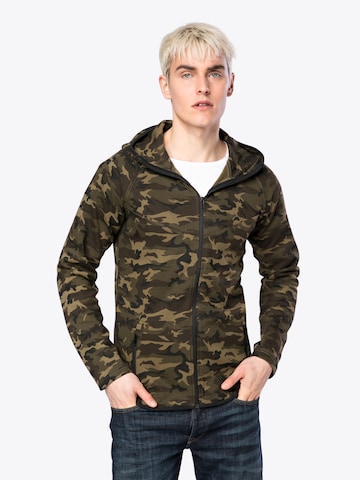 Urban Classics Zip-Up Hoodie in Green: front