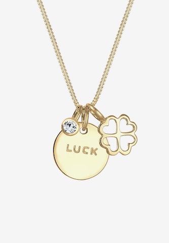 ELLI Halskette 'Kleeblatt & Luck' in Gold: predná strana