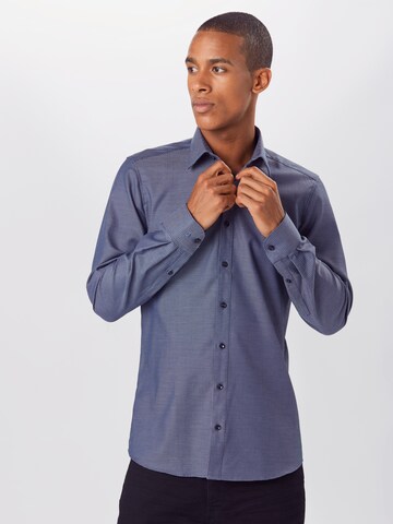 OLYMP Slim fit Button Up Shirt 'Level 5' in Blue: front