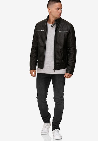 INDICODE JEANS Lederjacke 'Germo' in Schwarz