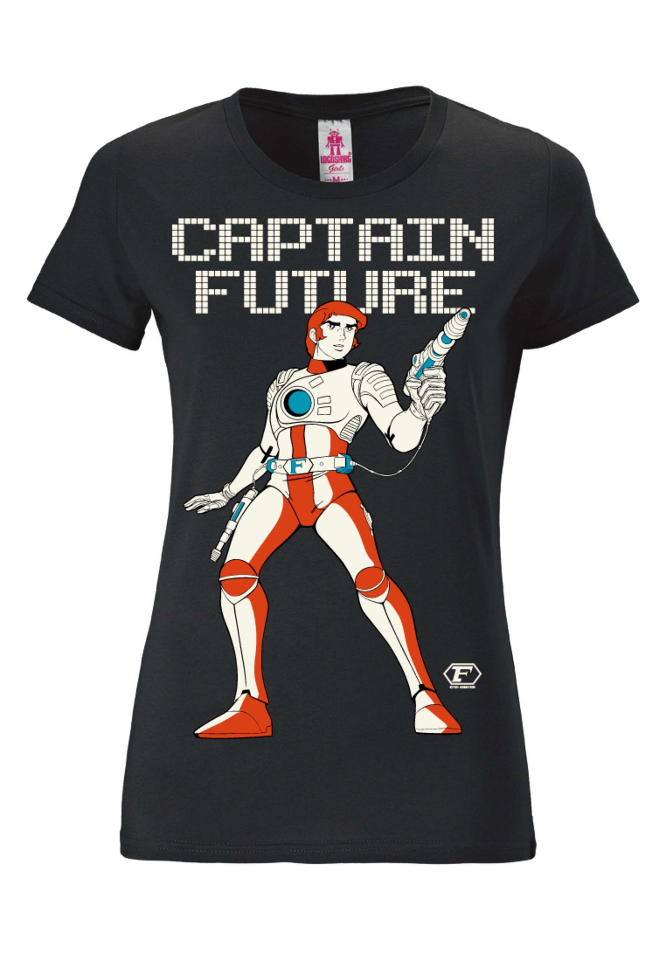 LOGOSHIRT Shirt 'Captain Future' in Zwart: voorkant