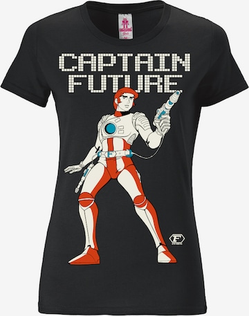 LOGOSHIRT Shirt 'Captain Future' in Black: front