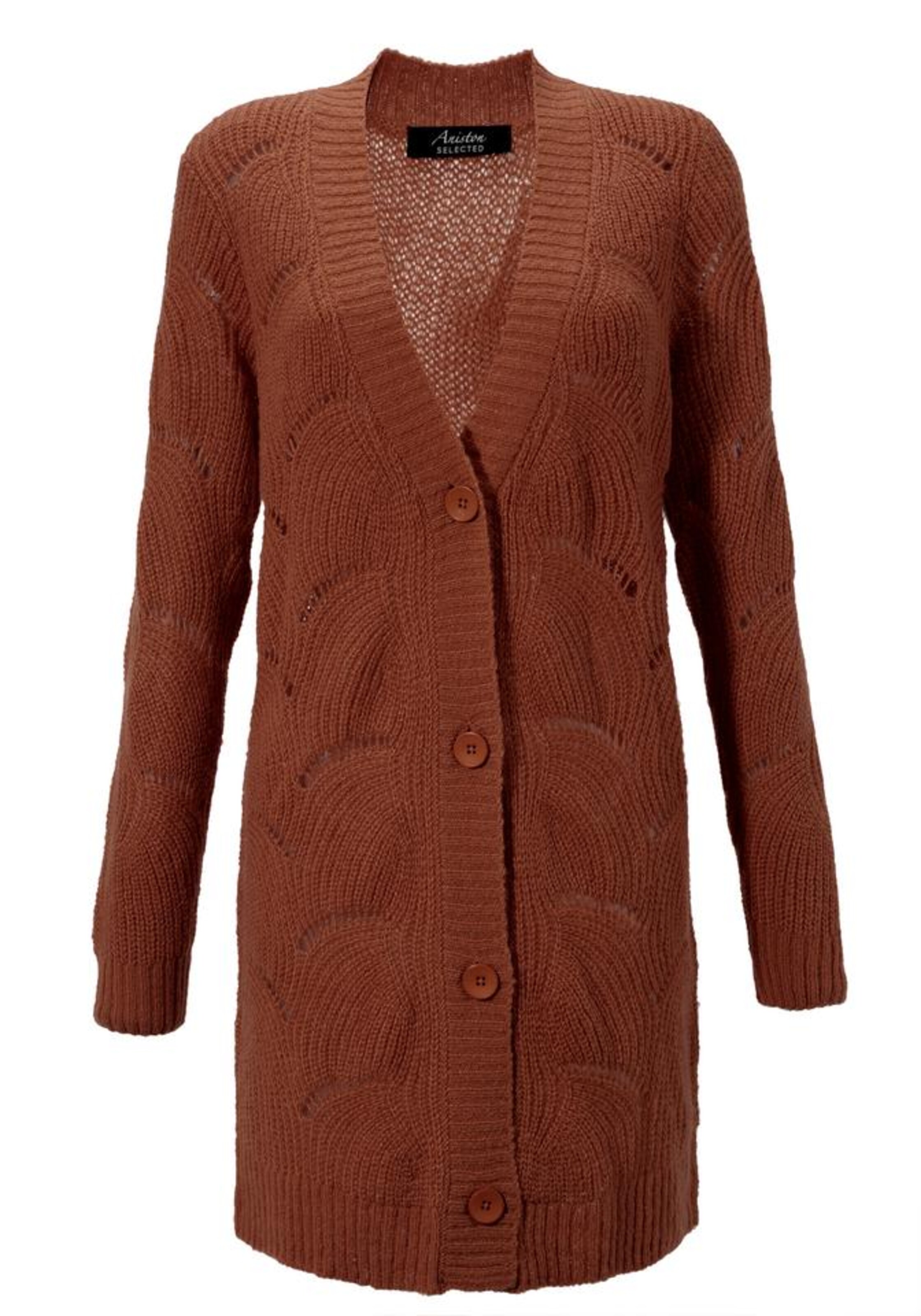 Aniston SELECTED Strickjacke in Braun: Vorderseite