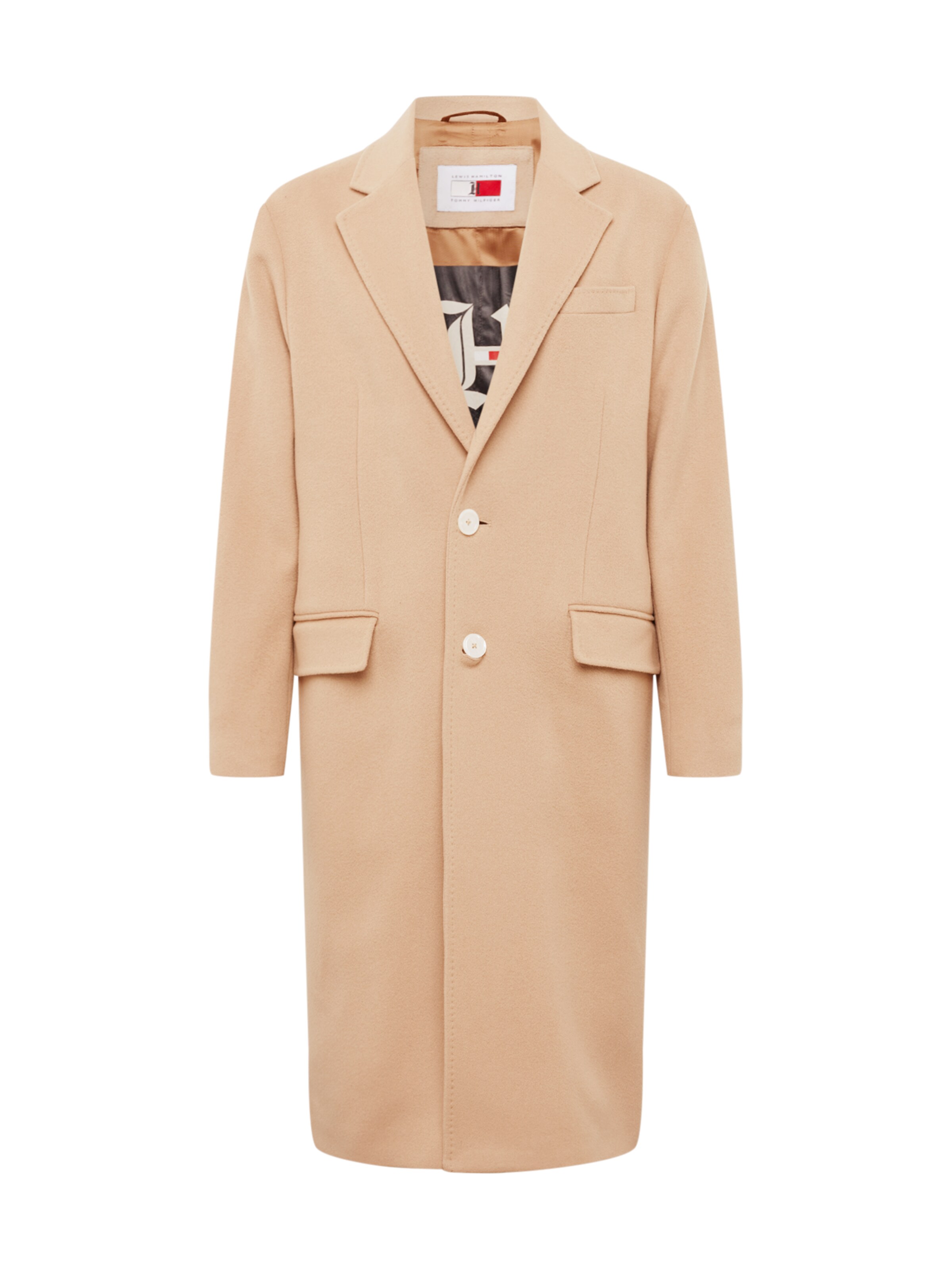 TOMMY HILFIGER - Winterjas 'LEWIS HAMILTON WOOL COAT LONG' in de kleur Beige